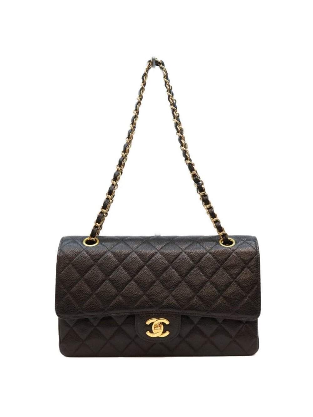 Chanel Black Caviar Inside Quilted 25 Shoulder Bag